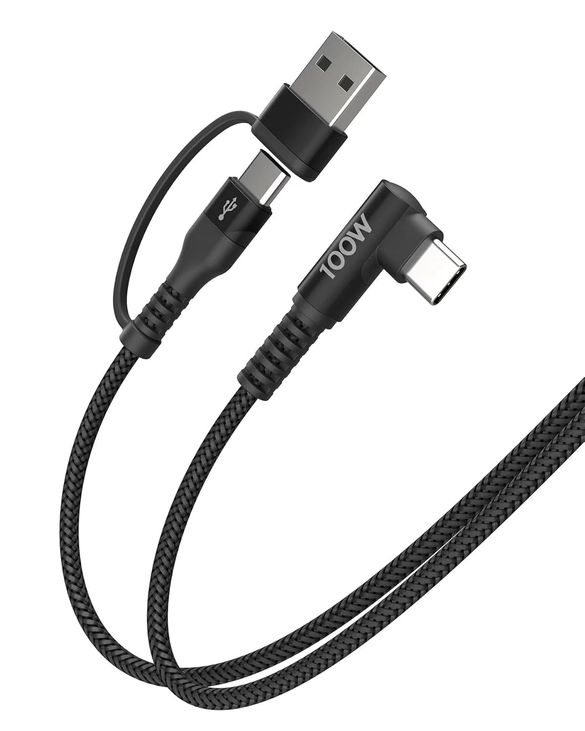 Minlu USB C Charger Cable, 100W Super Fast USB C Charging Cable [6Ft 20V/5A] Right Angle USB to USB Cable Nylon Braided for Phone 15/MacBook Pro 2021/20,iPad Pro 2021/20,Galaxy/Huawei (Black-1)