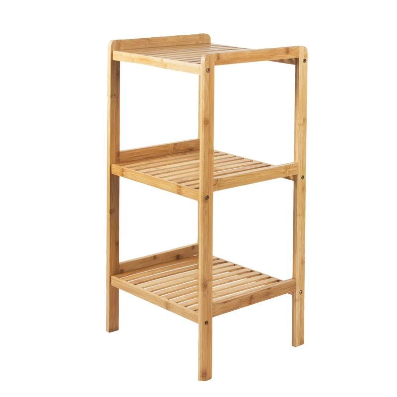 Green Blue GB321 Bathroom Bamboo Storage Rack - 3 Shelves Cabinet Towel Accessories 370x330x780mm ECO-Friendly - Image 1