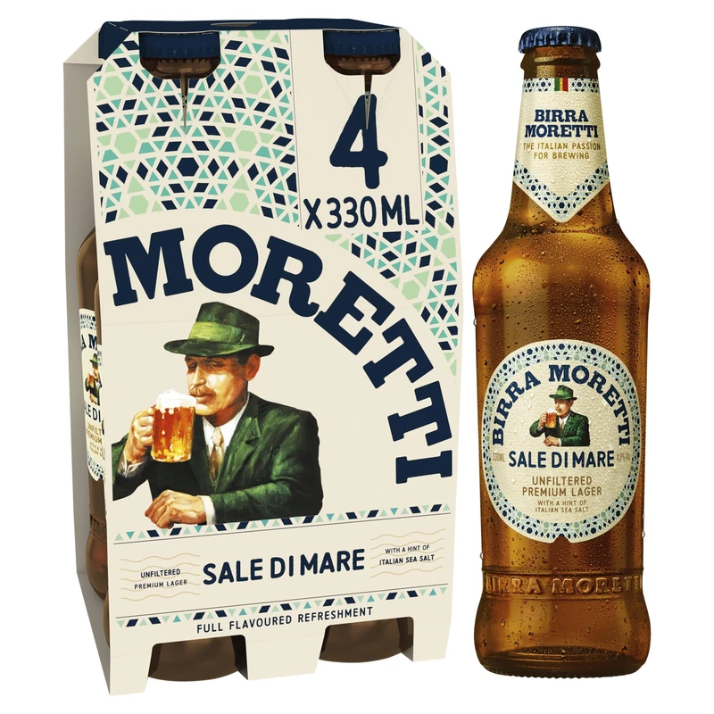 Birra Moretti Sale Di Mare Premium Unfiltered Lager with Sea Salt, 4.8% ABV, 24 x 330ml Glass Bottles