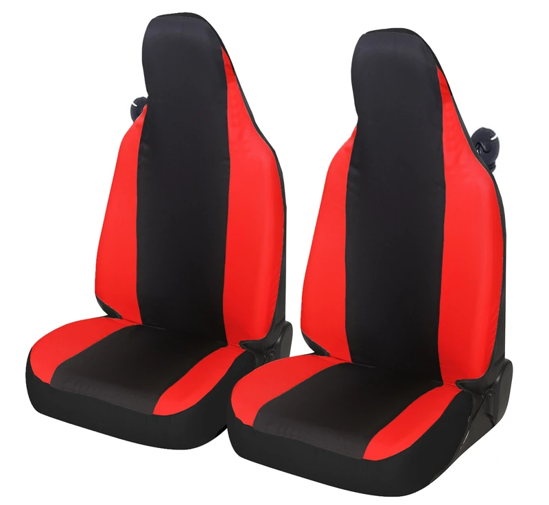 Auto Accessori Lupex Car Seat Covers Compatible with Smart Fortwo, 450 451 and 453, 1 2 3 Series, Polycotton Fabric (Black - Red)