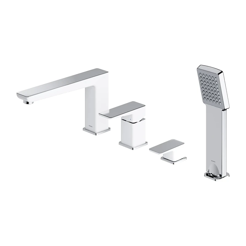 Omnires PM7432CRB, 4 Hole Bathtub Faucet Parma, Chrome/White