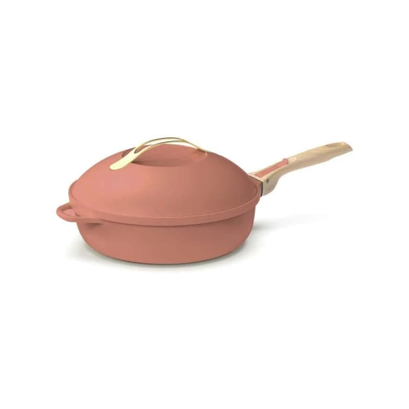 COOKUT - The Fabulous 8-in-1 Frying pan - Small MODELE 24 cm - Single Utensil That Replaces pan, pan, sauté pan, Casserole - 2 Removable Handles, steam/Frying Basket, Wooden Spatula - Peony - Image 1