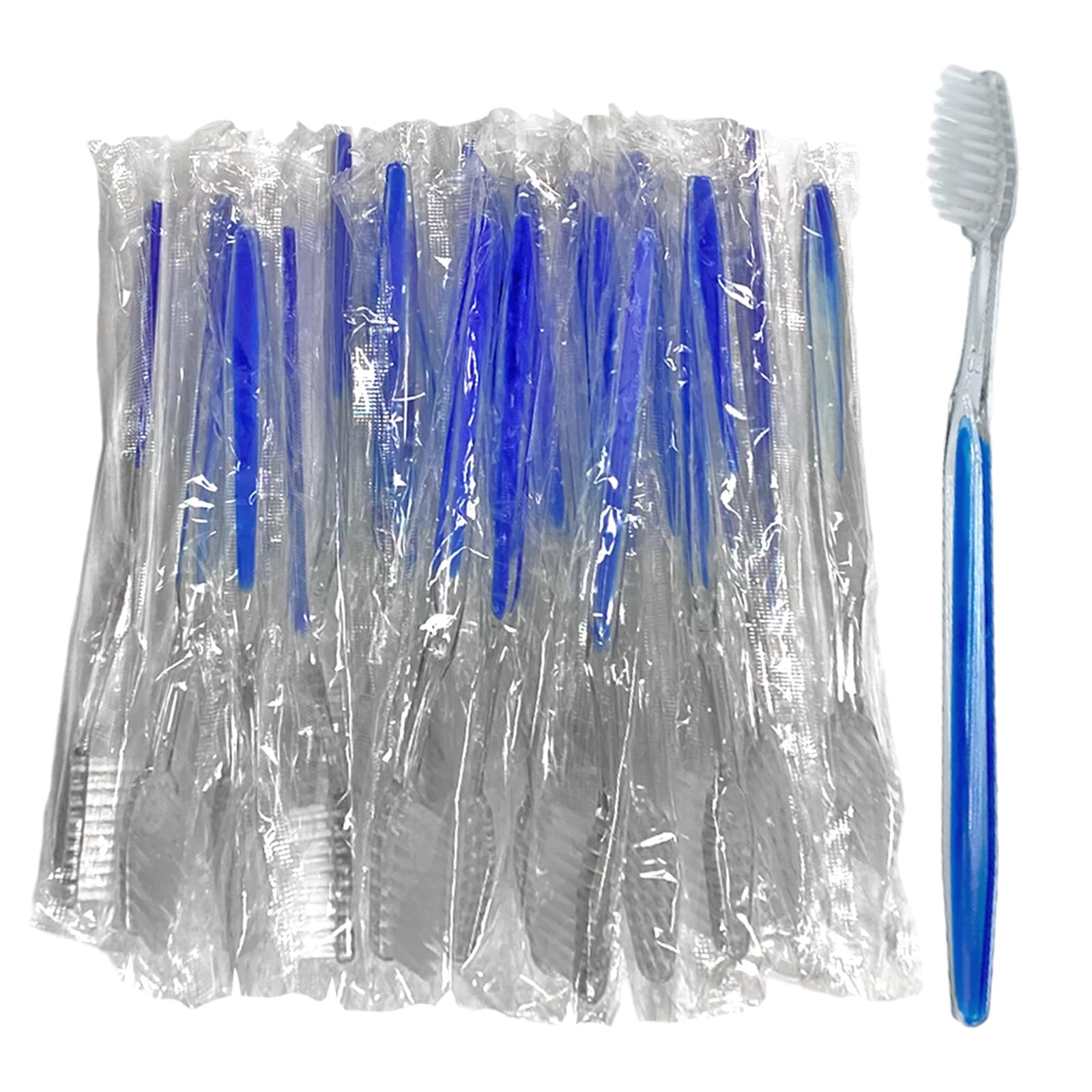 UILYNIU 24 Pieces Blue Handle Toothbrushes Individually Wrapped, Disposable Hotel Toothrush Multipack Toothrush for Travel, Bulk Soft Bristle Tooth Brush Manual for Hotel Camping Business Trip (24)