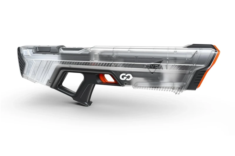 Spyra GO Water Gun - Electronic, Automatic Premium Water Gun - 9 Metre Range, LED Display, Fast Charging, Summer Toy for Children and Adults, Age 8+ (Clear)
