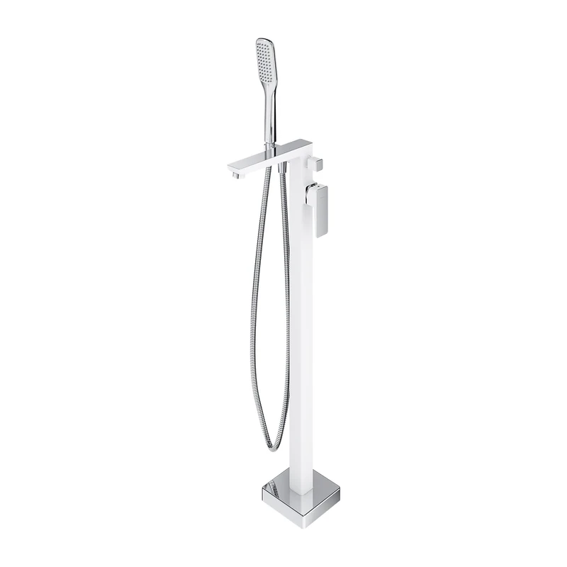 Omnires PM7433CRB Parma Freestanding Bathtub Faucet, Chrome/White