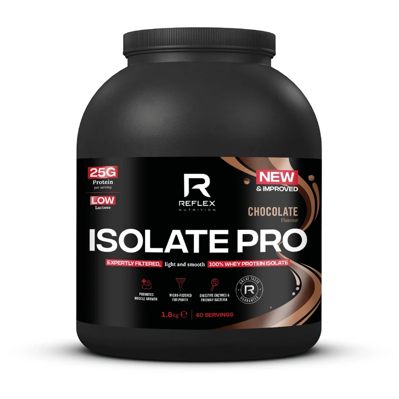 Reflex Nutrition Isolate Pro - 83% Premium Protein from Whey Isolate Protein Powder - Fast Absorption, Low Lactose, Low Fat, Low Sugar Protein Shake - Muscle Gain (Chocolate, 1.8kg, 60 Servings)
