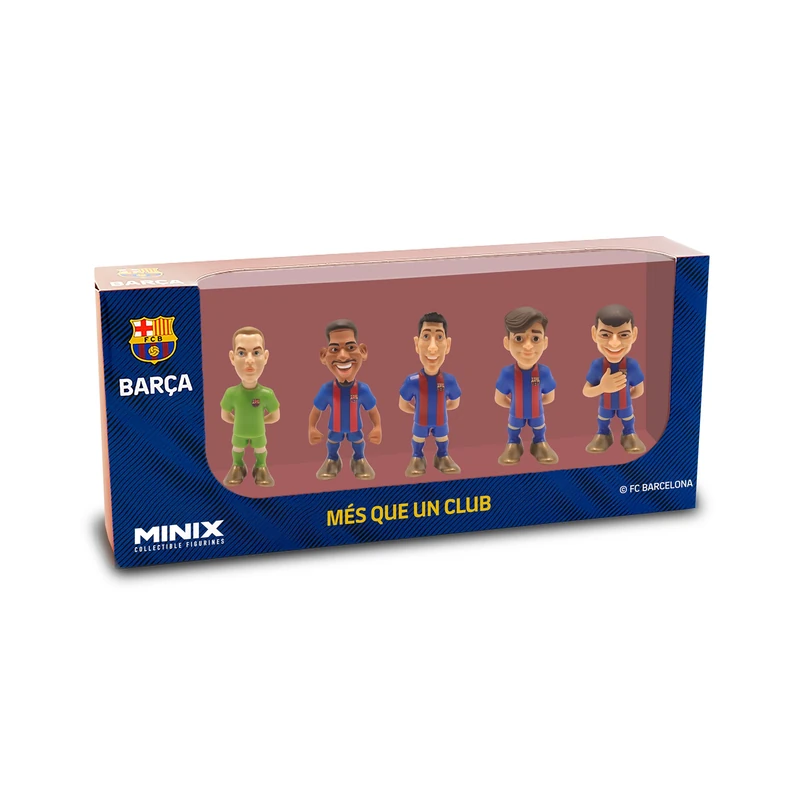 MINIX COLLECTIBLE FIGURINES - 5-Pack of 7cm Soccer Players - A Miniature Marvel for Every Football Enthusiast. FC Barcelona, Araujo, TER Stegen, GAVI, Pedri, Lewandowski, 7cm