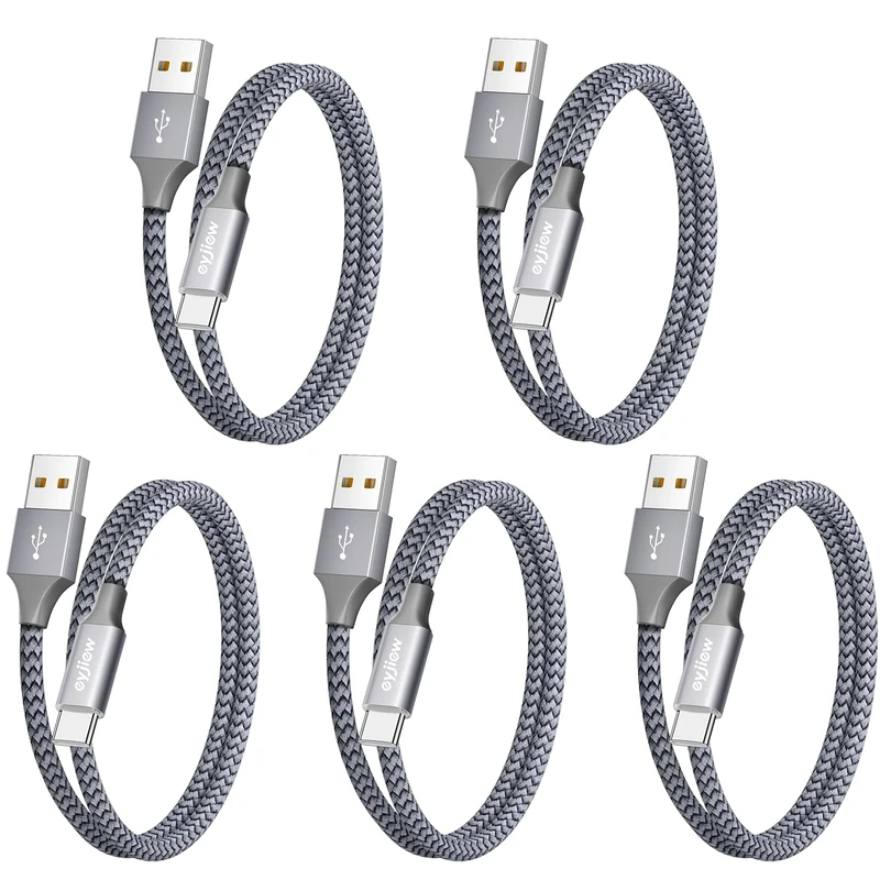 eyjiew Short USB A to USB C Cable[0.5m, 5Pack], Type C Charger Cable 3A Fast Charging, USB C Car Charger Lead for iPhone 15 16 17 Pro Max,for Samsung Galaxy S24 S23 S22 S21,Note 10 9 8