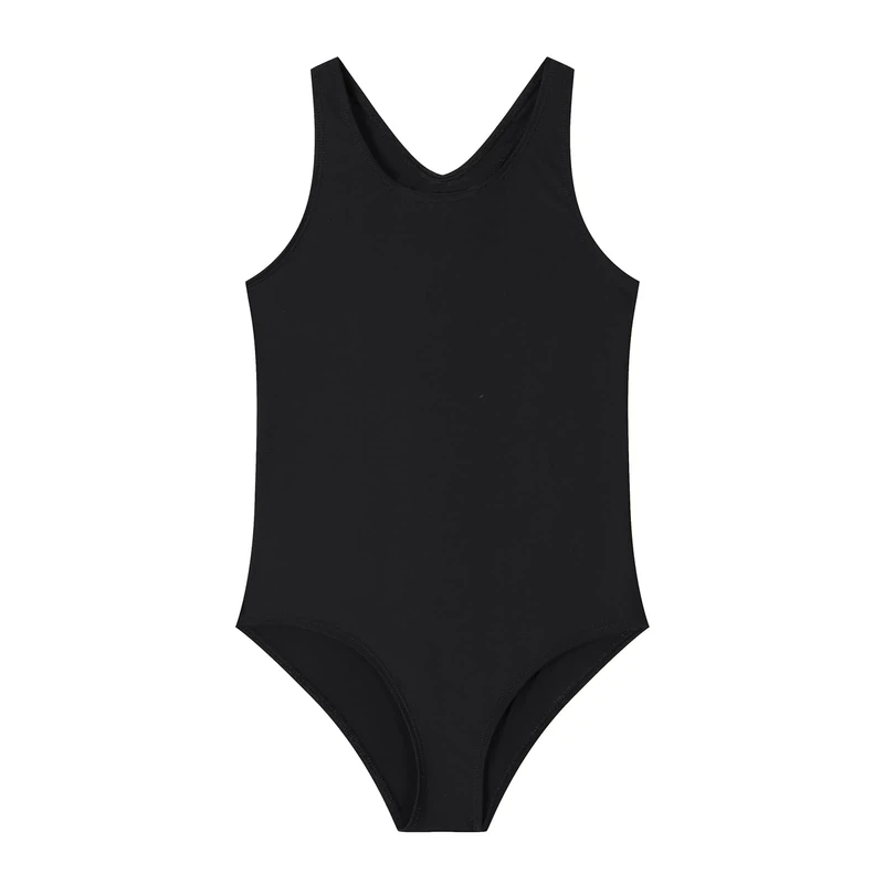 Ewbob Girls One Piece Swimsuit Quick Dry Swimwear Swimming Costume Beach Bathing Suit for Kids(C3-001)-Black-11-12Y