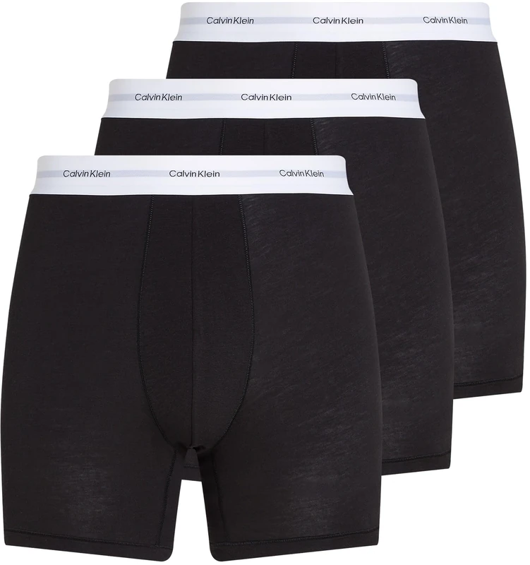 Calvin Klein Men’s 3 Pack Boxer Briefs with Logo Waistband, Black (Black, Black, Black), S