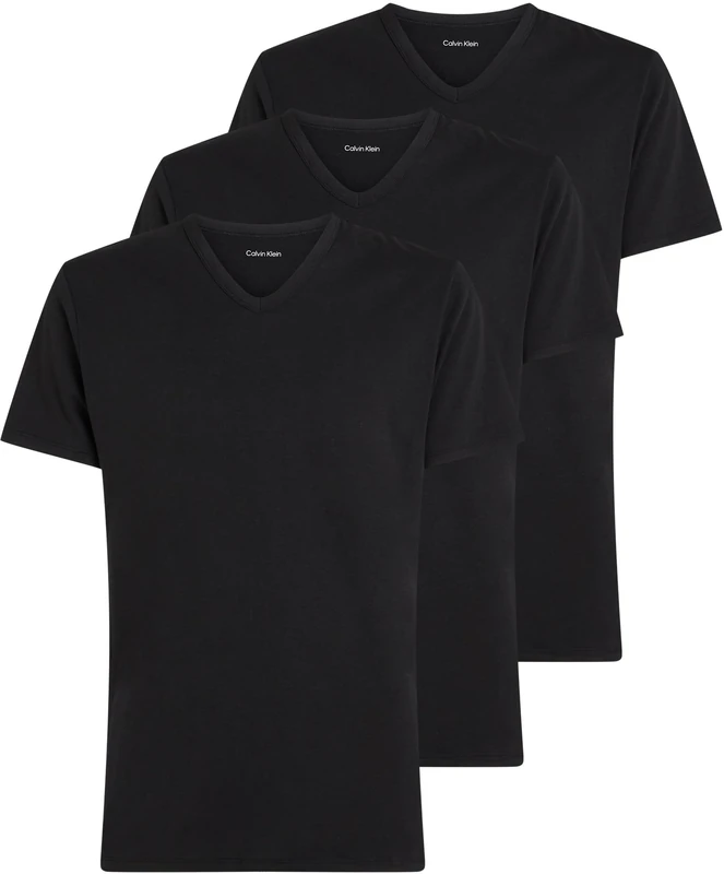 Calvin Klein Men’s 3 Pack Short Sleeve V-Neck T-Shirts, Black (Black, Black, Black), 3XL