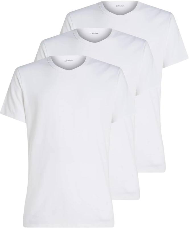 Calvin Klein Men’s 3 Pack Basic Short Sleeve Crew Neck T-Shirts, White (White, White, White), L
