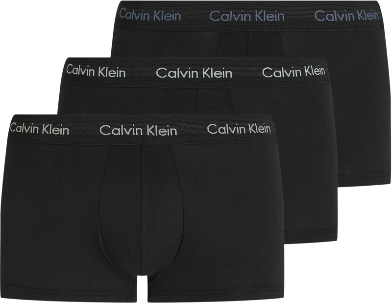 Calvin Klein Men's 3 Pack Low Rise Trunks Underwear, Black (B- Ash, Vint Indigo, Sterl Blue Lgs), M