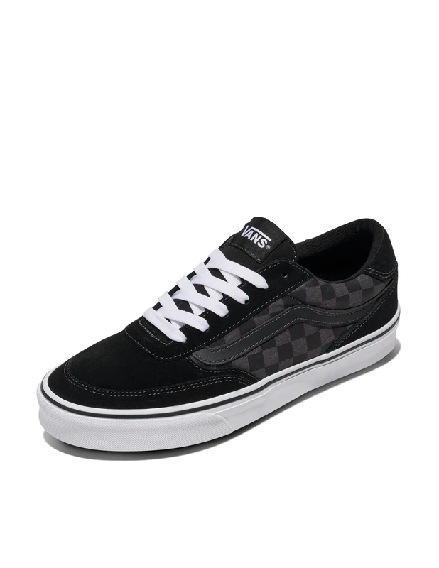 Vans Men's Brooklyn LS Sneakers Checkerboard Black and Asphalt 10.5