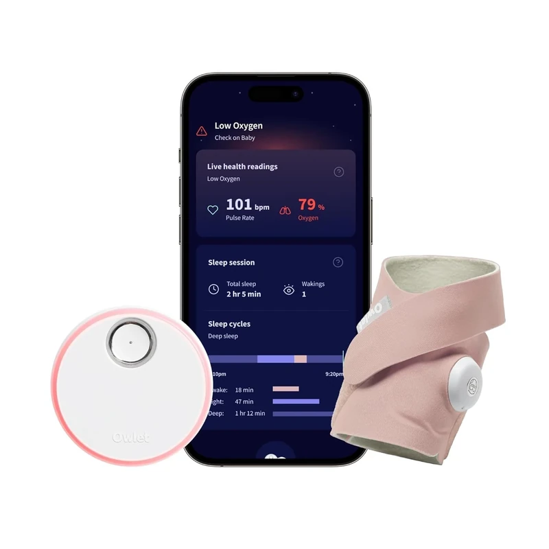 Owlet Dream Sock® - Smart Baby Monitor - Track Live Pulse (Heart) Rate, Oxygen in Infants | Dusty Rose