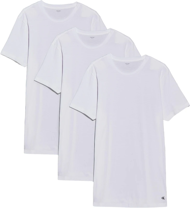 Calvin Klein Men’s 3 Pack Short Sleeve Cotton T-Shirts, White (White, White, White), S