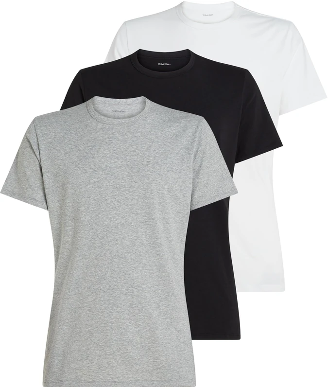 Calvin Klein Men’s 3 Pack Basic Short Sleeve Crew Neck T-Shirts, Multicolor (Black, White, Grey Heather), XL