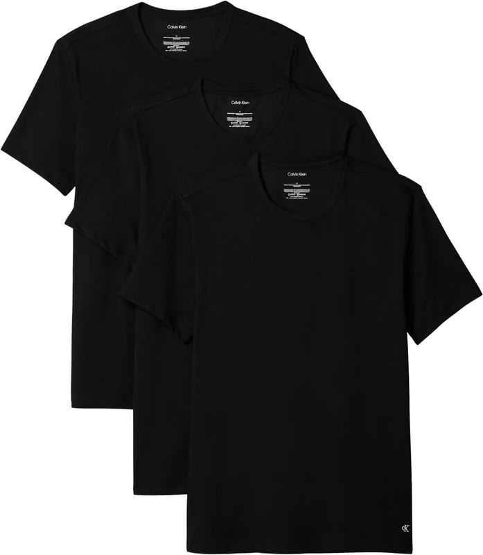 Calvin Klein Men’s 3 Pack Basic Short Sleeve Crew Neck T-Shirts, Black (Black, Black, Black), M