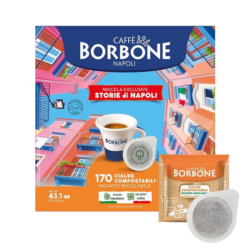 Caffè Borbone Exclusive Coffee Blend Compostable Pod — 170 x 44mm Paper Pods of Rich, Full-Bodied ESE Coffee Pods - Compostable Capsules Compatible with ESE and Pump Espresso Systems