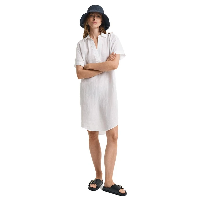 GANT REL Linen Caftan, White, 14