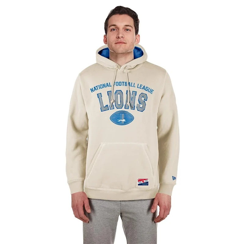 Detroit Lions New Era Cap Nfl 3rd Down Hooded Pullover Classic Stone Official Team Color Unisex