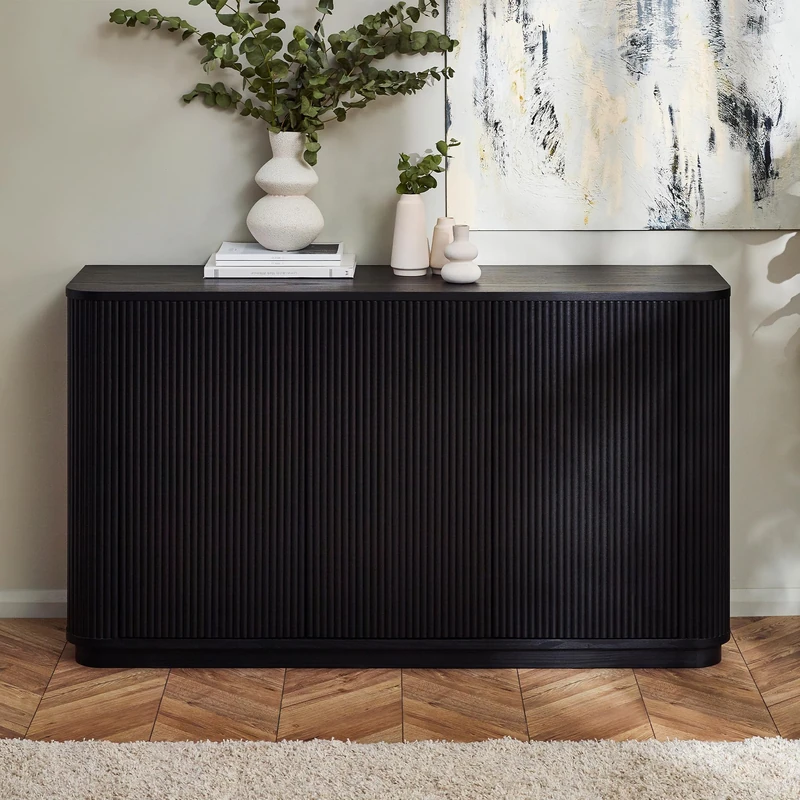 Julian Bowen Louis Black Fluted Sideboard, Wood, 142 x 40cm