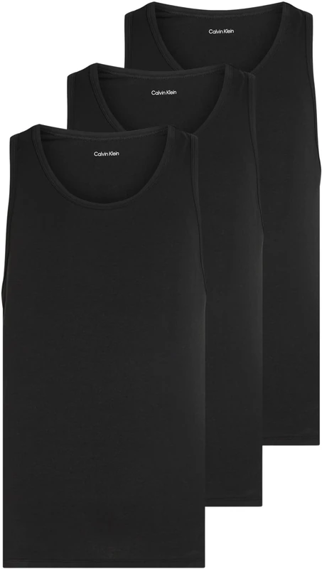 Calvin Klein Men’s 3 Pack Round Neck Tank Tops, Black (Black, Black, Black), XXL
