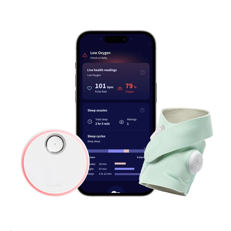 Owlet Dream Sock® - Smart Baby Monitor - Track Live Pulse (Heart) Rate, Oxygen in Infants | Mint