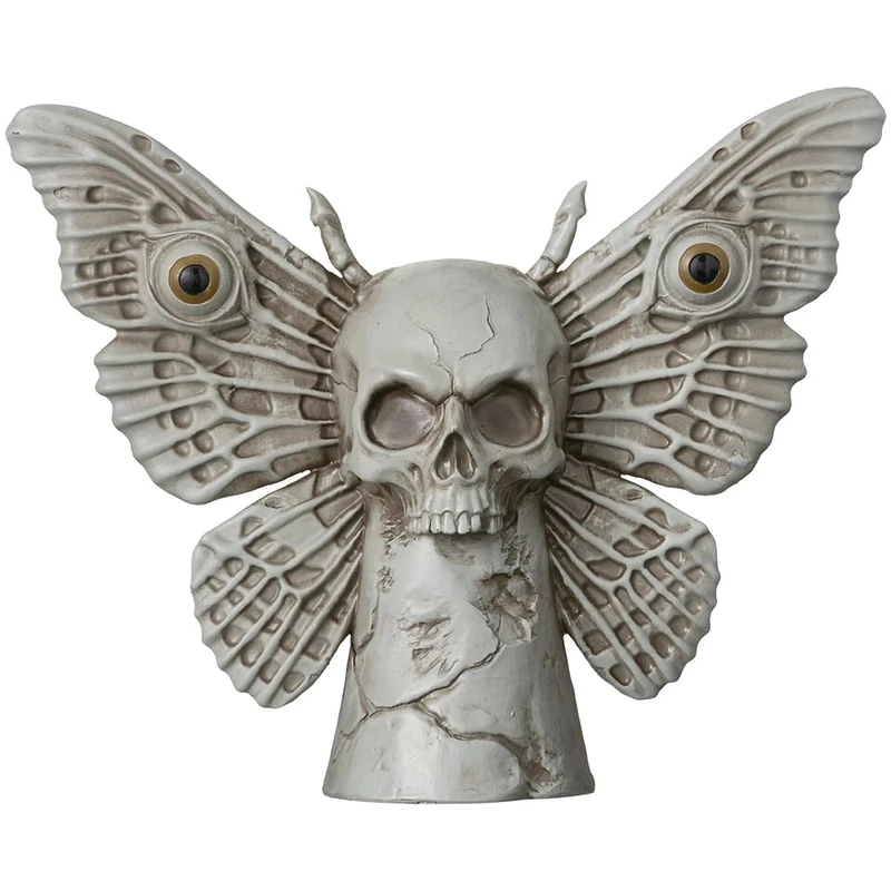 amscan Grey Polyresin Dark Academia Moth Skull Statue- 10" x 12.5" (Pack of 1) – Elegant Gothic Decor for Home or Office