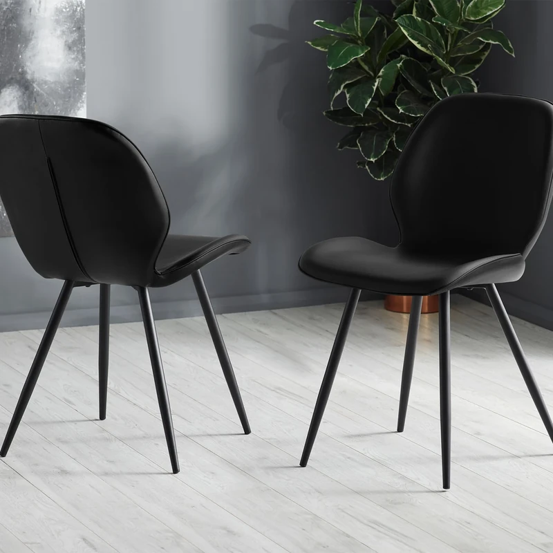 Julian Bowen Set of 2 Otto Dining Chairs, Black, 46 x 62cm