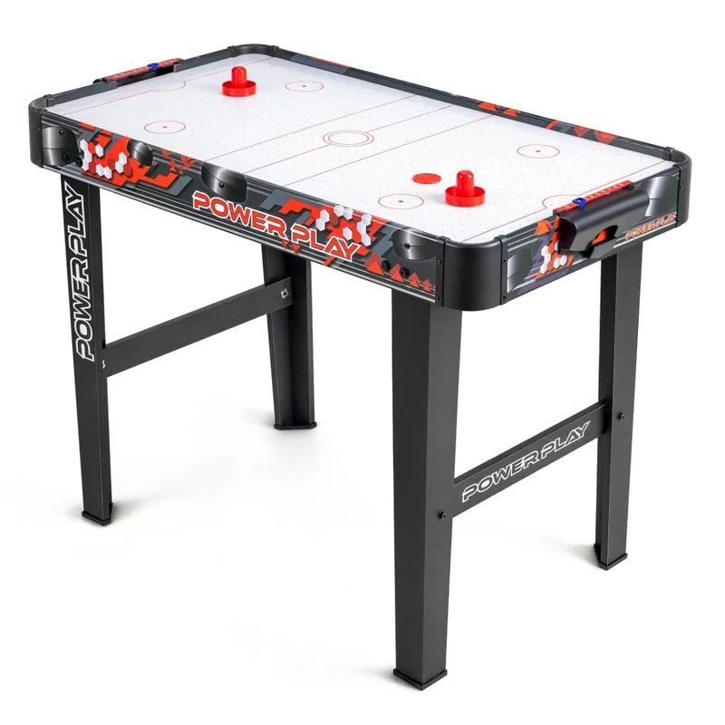 Power Play 3ft Stand Up Air Hockey Table Game, Kids Air Hockey Game, Arcade Game for Kids with Ergonomic Handles, Outdoor Indoor Use, Black