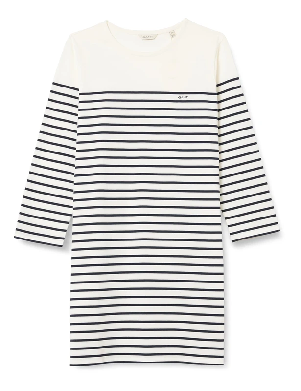GANT Women's Reg 3/4 Sleeve Breton Dress, Eggshell, M