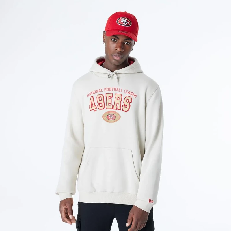 San Francisco 49ers New Era Cap Nfl 3rd Down Hooded Pullover Classic Stone Official Team Color Unisex