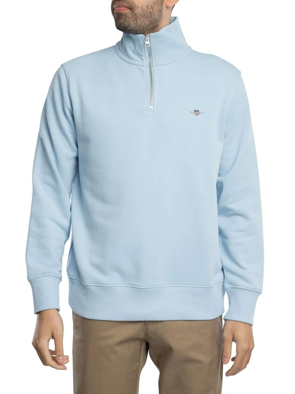 GANT Mens Half Zip Sweatshirt - Fresh Blue - Size S