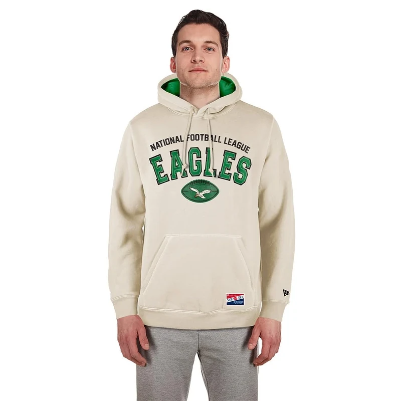 Philadelphia Eagles New Era Cap Nfl 3rd Down Hooded Pullover Classic Stone Official Team Color Unisex