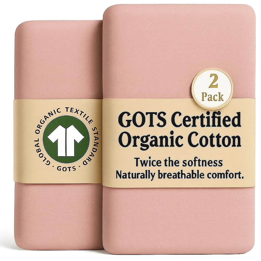 SnuzPod 4 Compatible Crib Sheets – NOT SnuzPod 3 or 5 – Thickest & Softest GOTS Organic Cotton 190GSM – Set of 2 SnuzPod Fitted Sheets – SnuzPod 4 Fitted Sheet 40 x 75.5 – Premium SnuzPod Bedding