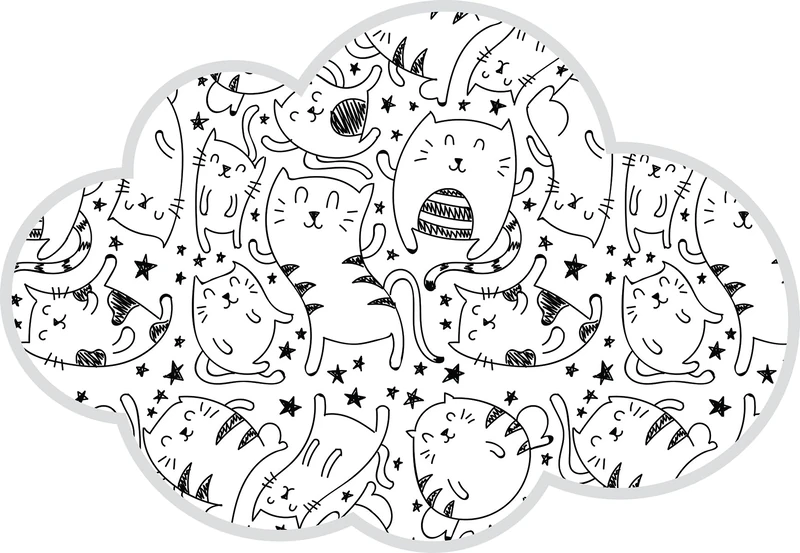 VINILIKO, Chat Nuage Waterproof Mat for Pet Feeder, 104 x 150 cm