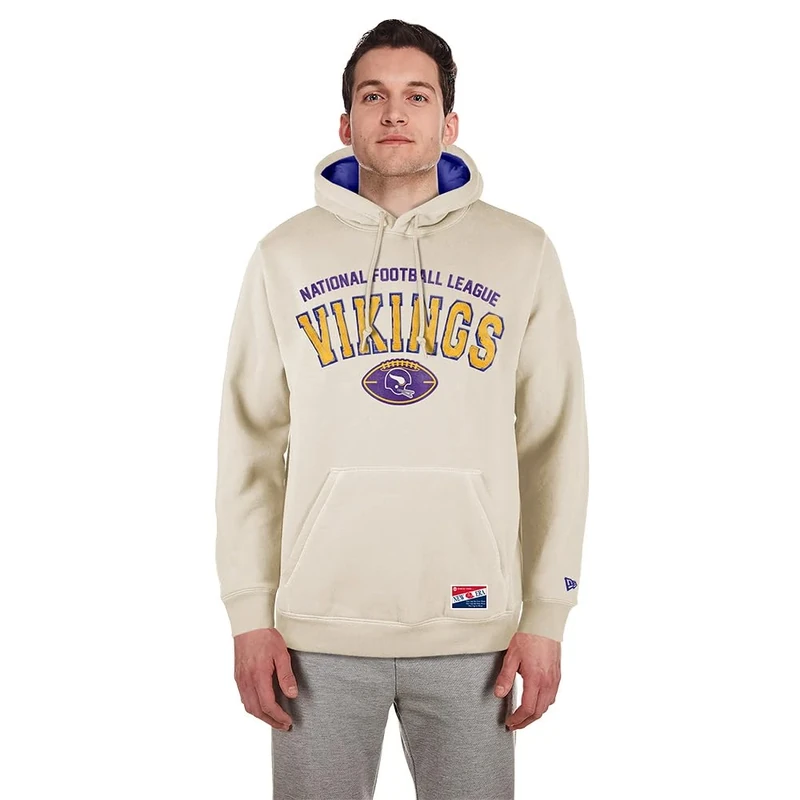 New Era Cap Nfl 3rd Down Hooded Pullover Minnesota Vikings Classic Stone Official Team Color Unisex