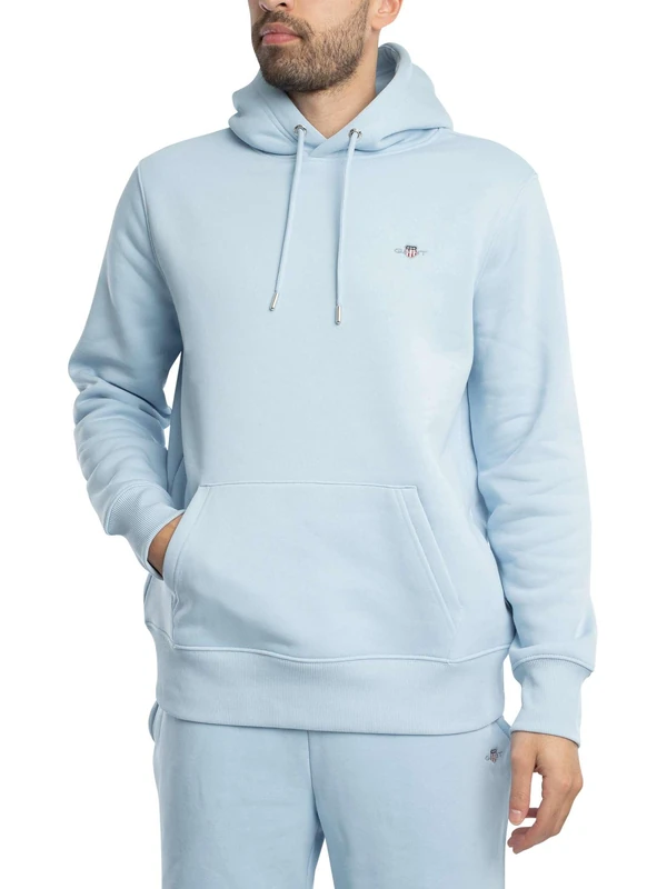 GANT Men's Reg Shield Hoodie Hooded Sweatshirt, Fresh Blue, S
