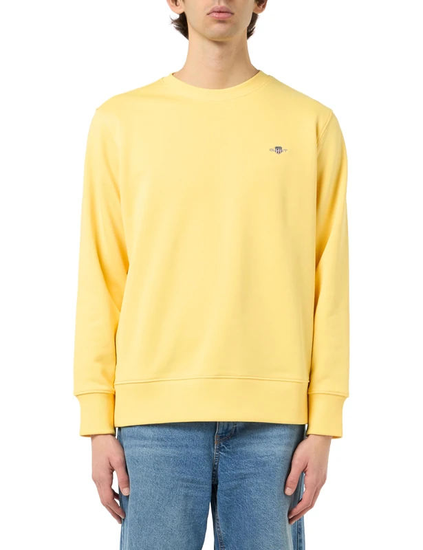 GANT Men's Regular Shield Sweatshirt, Tartan Green, bananengelb, 4XL - Image 1
