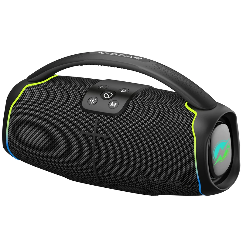 N-Gear NRG 200 Bluetooth Speaker with Light and Carry Handle, 200W, USB or AUX Connection with 2 Mobile Phones, Up to 8 Hours of Music Playtime, IPX5 Outdoor Bluetooth Box