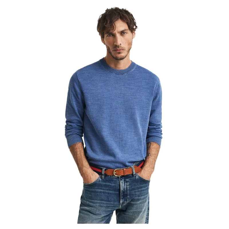 GANT Men's Sunfaded C-Neck Pullover Sweater, Persian Blue, XXL