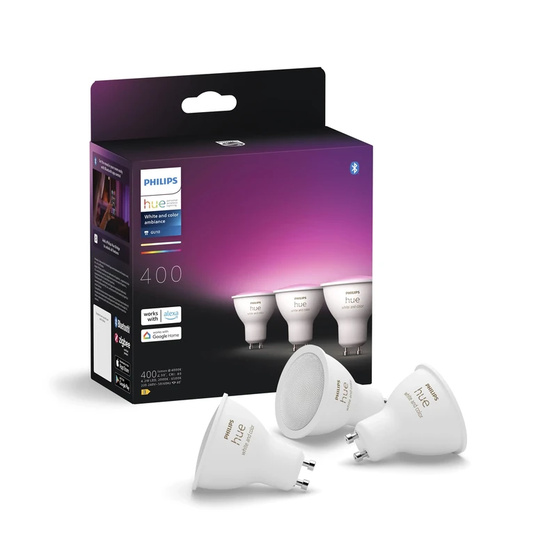 Philips Hue GU10 – Smart Spotlight – (3-Pack) White and Colour Ambiance