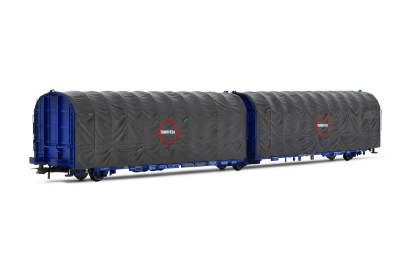 Electrotren HE6062 TRANSFESA 3-axle articulated tarpaulin wagon type Lails 24 Rolling Stock - Wagons