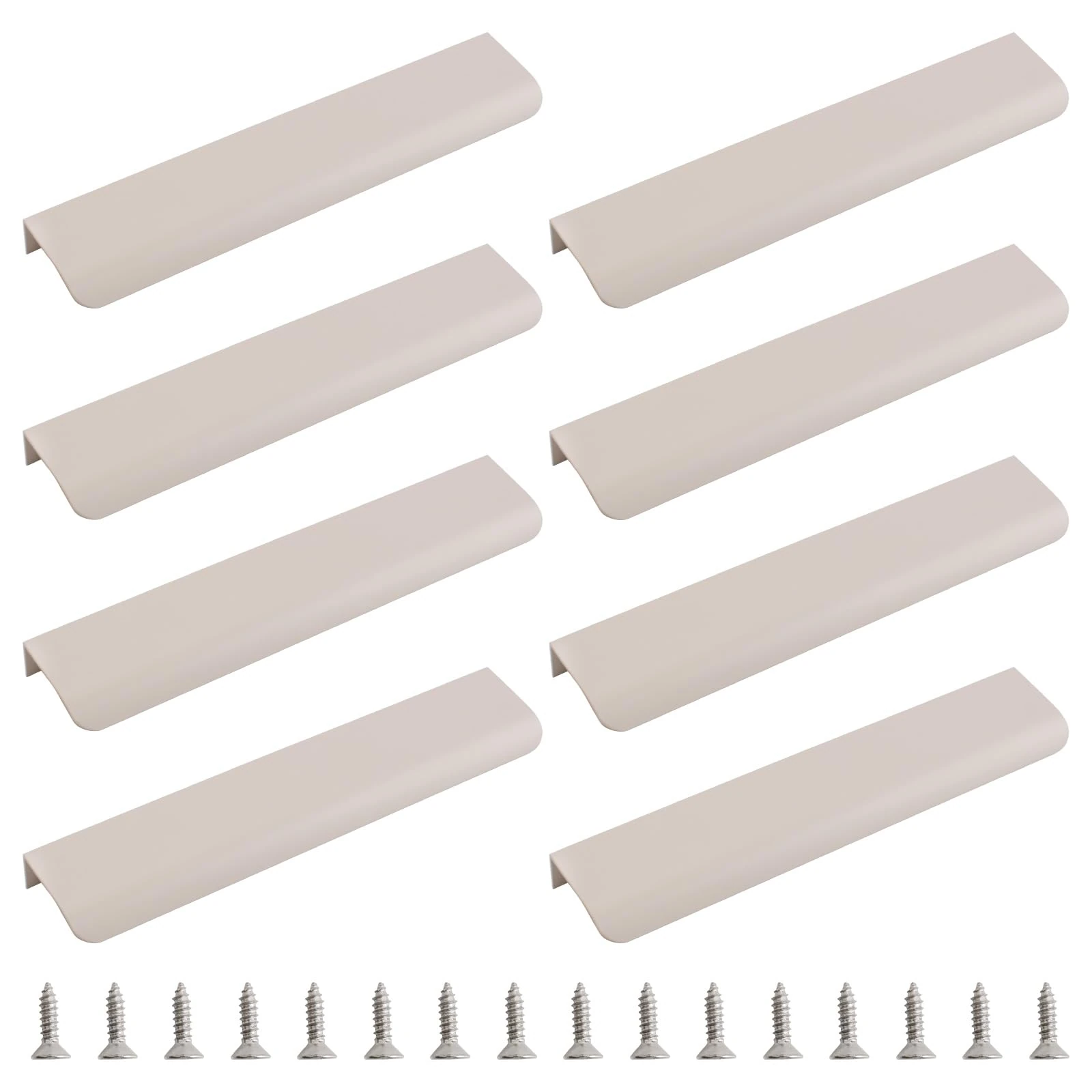 MOROBOR Finger Edge Pull, 8pcs Concealed Handle Modern Style Drawer Handle, Curved Aluminum Alloy Invisible Handle Wardrobe Handle for Cabinet Hardware Drawer, 200mm/Cashmere Gray