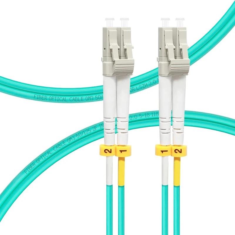FLYPROFiber 3m/10ft OM3 LC to LC Fiber Patch Cable | Length Options: 0.2m-100m, 10GB Duplex, 50/125um Multimode Fiber Optic Cable Cord LSZH 3Meter(10ft), 2 Packs
