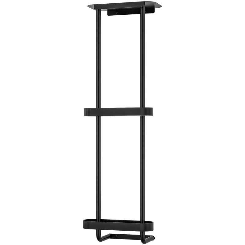 STWWO 36.4 Inch Bathroom Towel Racks Wall Mounted Shower Organizer with Metal Shelf, Black