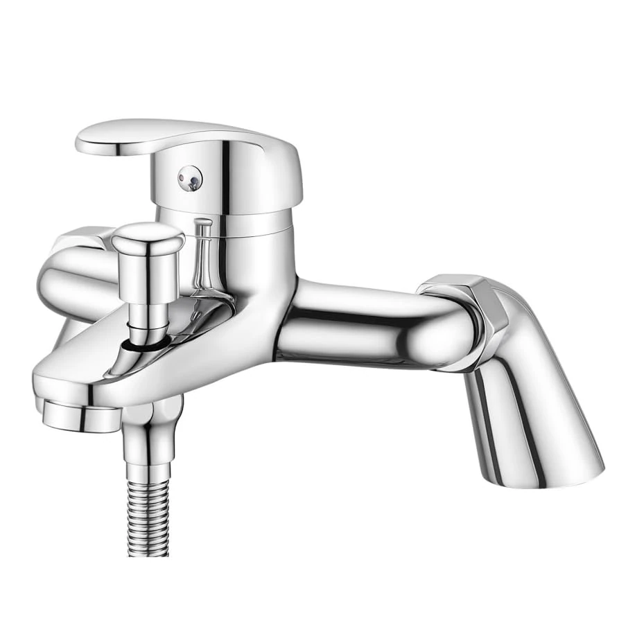 Coleniny Modern Bath Shower Mixer Tap with Filler Spout, Single Lever Monobloc Shower Bath Tap, Exposed Faucet Solid Brass Chrome Finished-1/2'' Outlet 180mm Centres