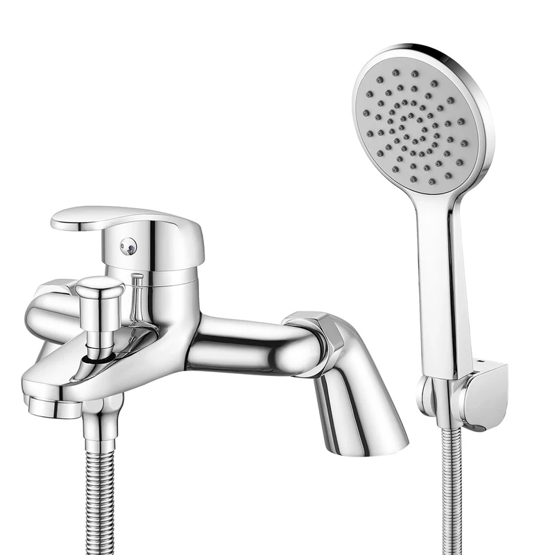 Coleniny Bath Tap with Shower Head and 1.5M Hose, Modern Bath Shower Mixer Tap, Single Lever Bath Mixer Tap Shower Kit for Bathtub and Shower, Bath Filler Mixer Tap Chrome, Solid Brass, 180mm Centres