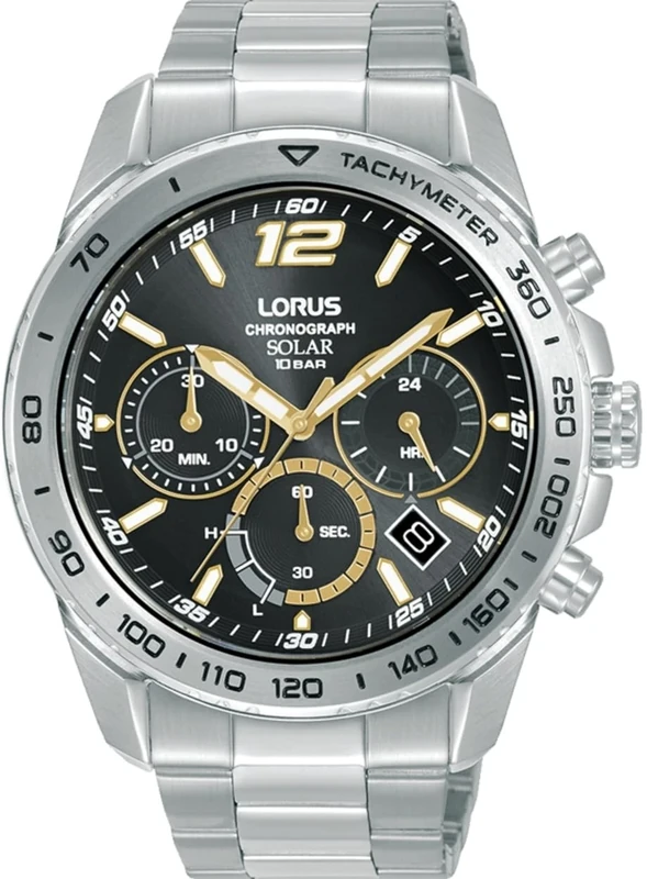 Lorus Gold Tone Highlights Solar Chronograph Watch RZ509AX9